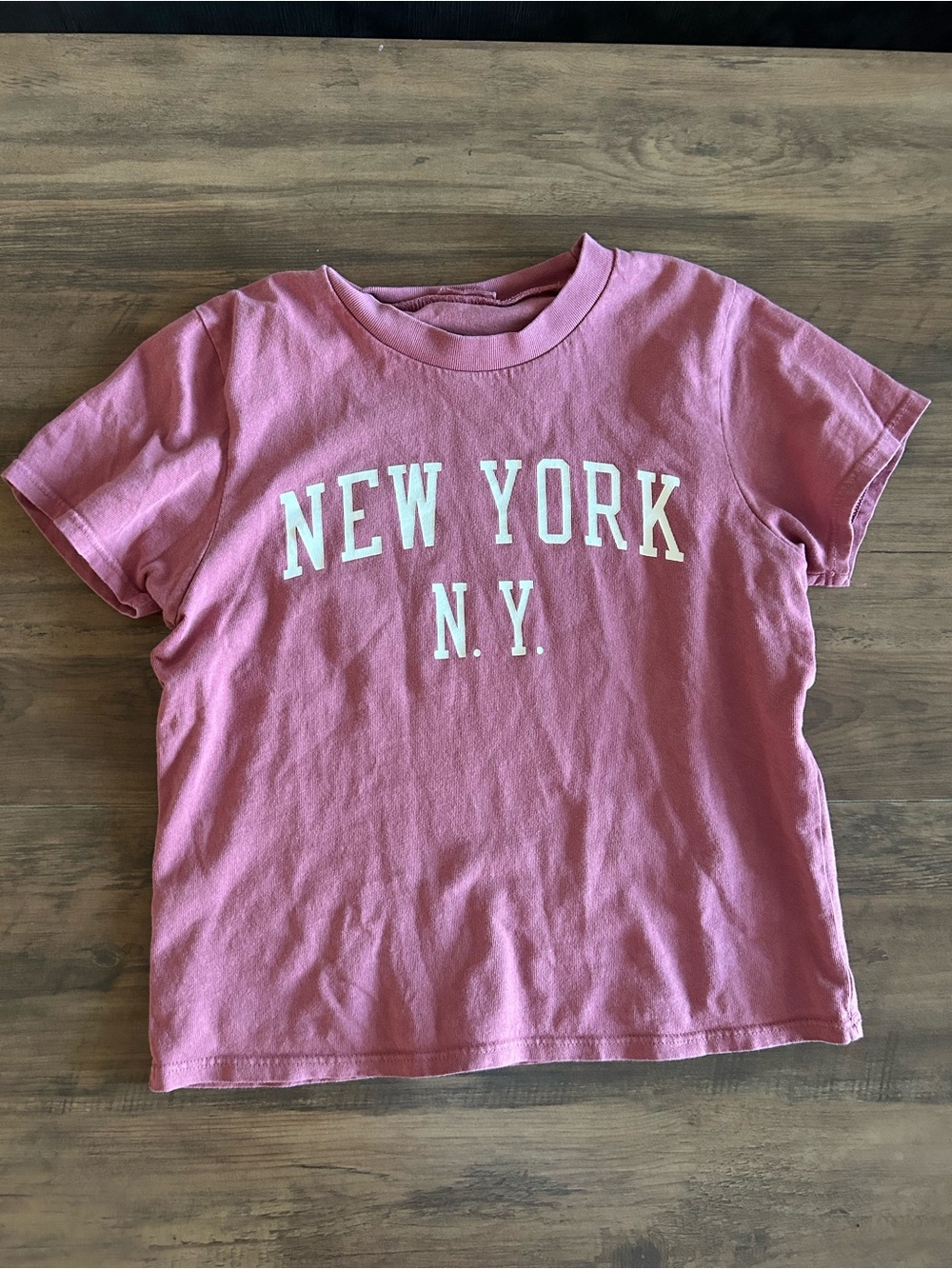 Brandy Melville Pink 'New York N.Y.' Graphic Tee y2K xxs xs os j. galt crop top